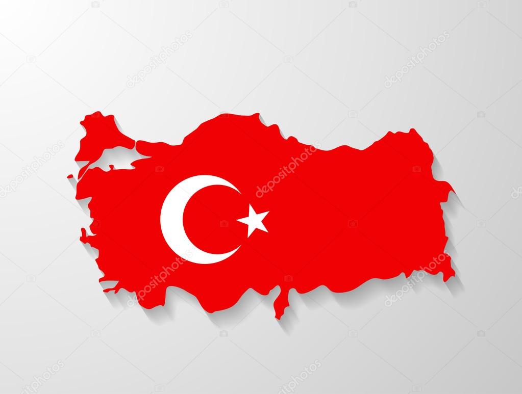 Turkey flag map with shadow effect