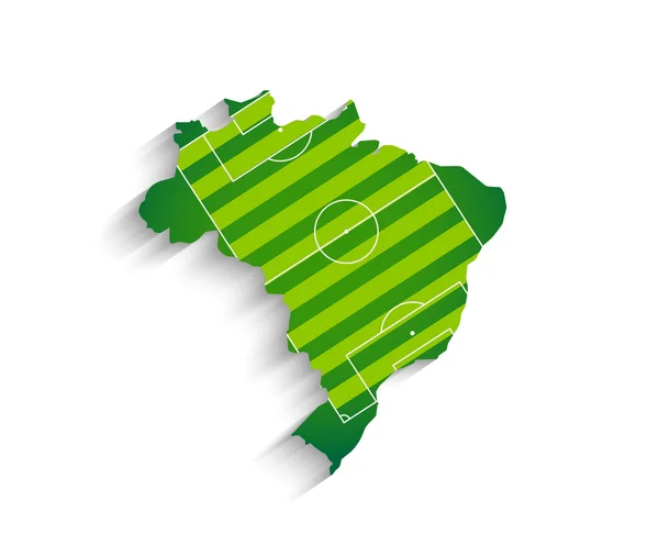 Brazília Térkép a focipálya és árnyék hatás — Stock Vector