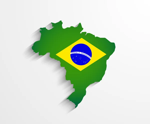 Mapa da bandeira do Brasil com apresentação de efeito sombra — Vetor de Stock