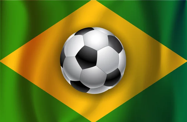 Brazilské vlajky s fotbalový míč mistrovství světa ve fotbale 2014 — Stockový vektor