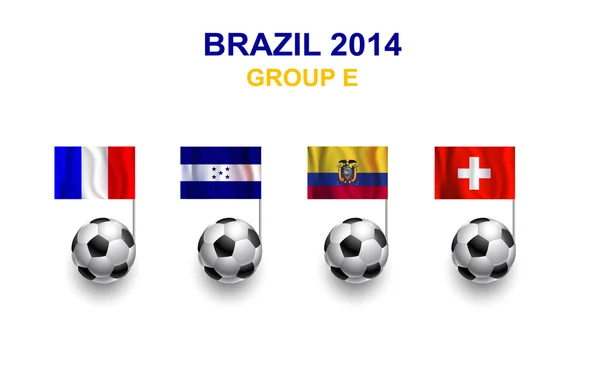 Campeonato de fútbol Brasil 2014 grupo E balones de fútbol con bandera del país — Vector de stock