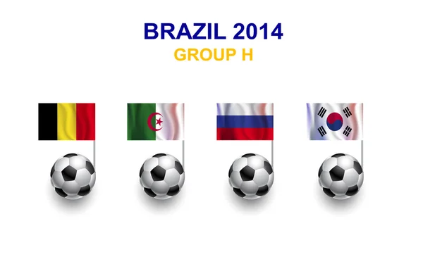 Campeonato de fútbol Brasil 2014 grupo H balones de fútbol con bandera del país — Vector de stock