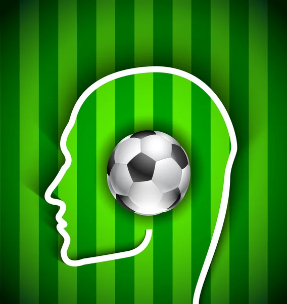 Human head with soccer ball - Football fan — Stock Vector