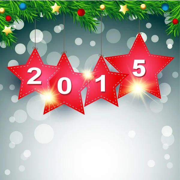 Red star  2015 Happy  New Year  Background — Stock Vector