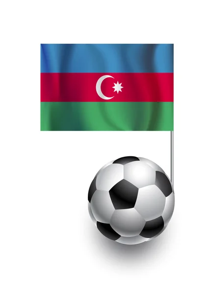 Illustration av fotbollar eller fotbollar med vimpel flagga Azerbajdzjan country team — Stockfoto