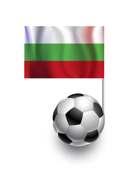 Illustration av fotbollar eller fotbollar med vimpel flagga Bulgarien country team — Stockfoto