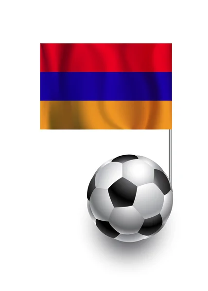 Ilustração de bolas de futebol ou bolas de futebol com bandeira pendente da equipe de país da Armênia — Fotografia de Stock