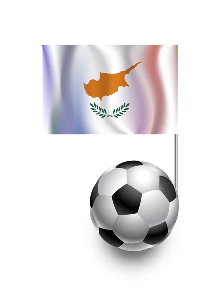Ilustração de bolas de futebol ou bolas de futebol com bandeira pendente de Chipre país equipe — Fotografia de Stock
