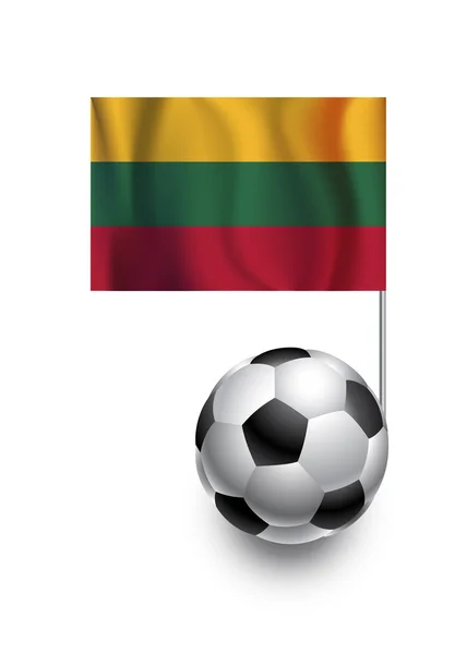 Illustration av fotbollar eller fotbollar med vimpel flagga Litauen landet team — Stockfoto