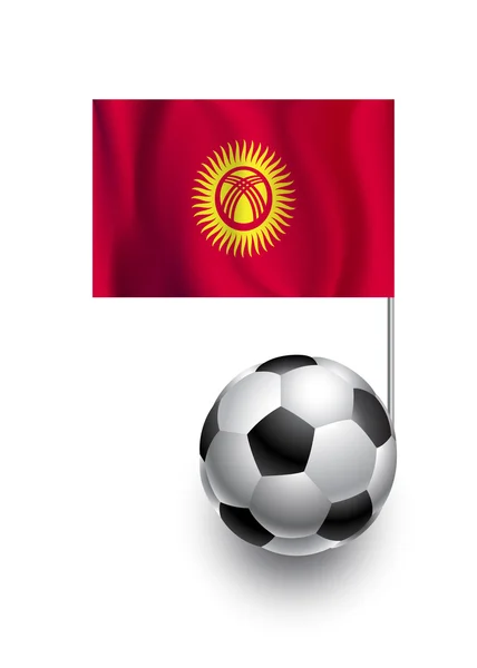 キルギスタン国チームのペナン トレース フラグとサッカー ボールまたはフットボールのイラスト — ストック写真