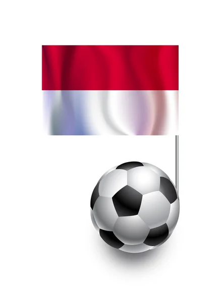 Abbildung von Fußballbällen oder Fußbällen mit Wimpel der Nationalmannschaft von Monaco — Stockfoto