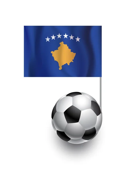 Illustration av fotbollar eller fotbollar med vimpel flagga Kosovos land i — Stockfoto