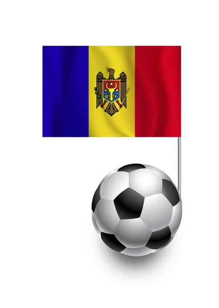 Illustration av fotbollar eller fotbollar med vimpel flagga Moldavien country team — Stockfoto