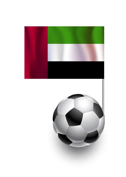 Ilustração de bolas de futebol ou bolas de futebol com bandeira pendente da equipe do país Emirados Árabes Unidos — Fotografia de Stock