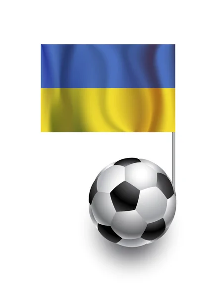 Abbildung von Fußballbällen oder Fußbällen mit Wimpel der ukrainischen Nationalmannschaft — Stockfoto