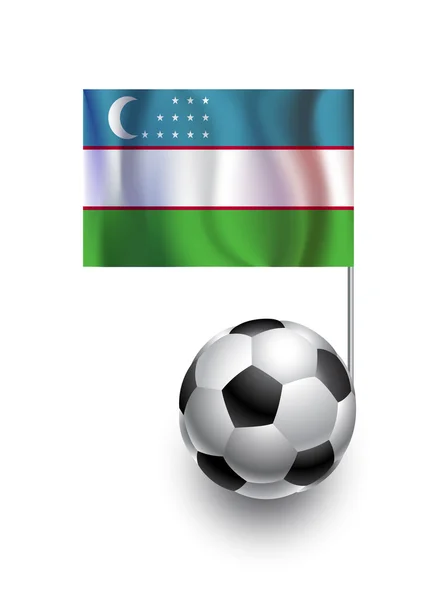 Abbildung von Fußballbällen oder Fußbällen mit Wimpel der usbekischen Nationalmannschaft — Stockfoto