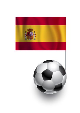 Flama bayrak İspanya ülke takım ile futbol topları veya futbol topları illüstrasyon