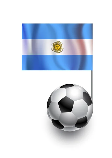 Illustratie van voetballen of voetballen met wimpel vlag van Argentinië land team — Stockvector