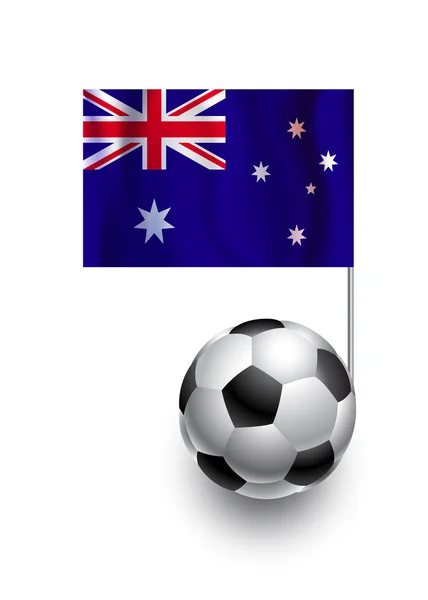 Illustration av fotbollar eller fotbollar med vimpel flagga Australien land team — Stock vektor