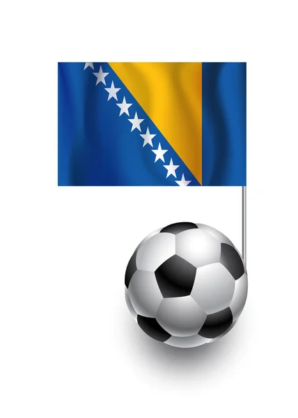 Illustration av fotbollar eller fotbollar med vimpel flagga av Bosnien och Hercegovinas land i — Stock vektor