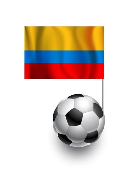 コロンビア国チームのペナン トレース フラグとサッカー ボールまたはフットボールのイラスト — ストックベクタ