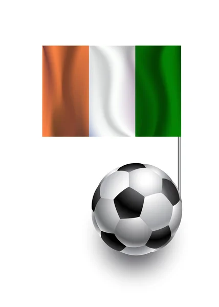 Illustration de ballons de football ou de ballons de football avec drapeau fanion de l'équipe de pays Côte d'Ivoire — Image vectorielle