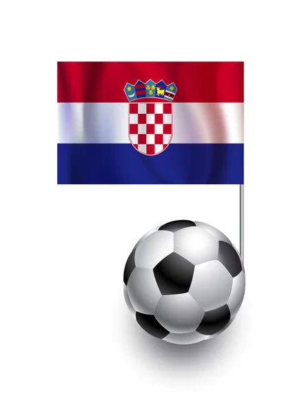 Illustratie van voetballen of voetballen met wimpel vlag van Kroatië land team — Stockvector