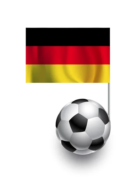 Abbildung von Fußbällen oder Fußbällen mit Wimpel der deutschen Nationalmannschaft — Stockvektor
