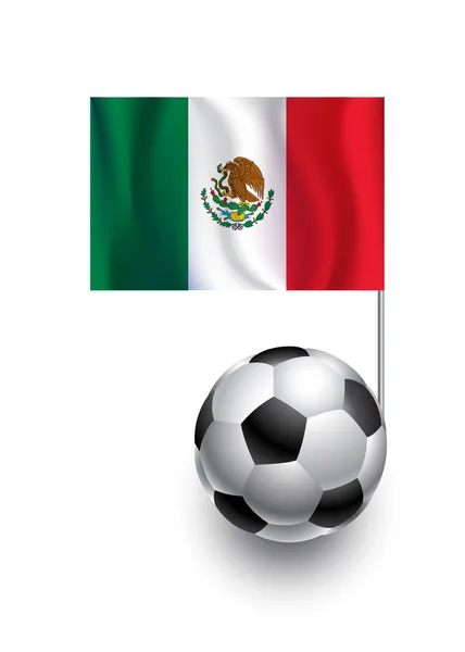 Illustratie van voetballen of voetballen met wimpel vlag van mexico land team — Stockvector