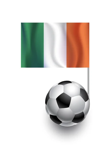 Illustration de ballons de football ou de ballons de football avec drapeau fanion de l'équipe de pays Irlande — Image vectorielle