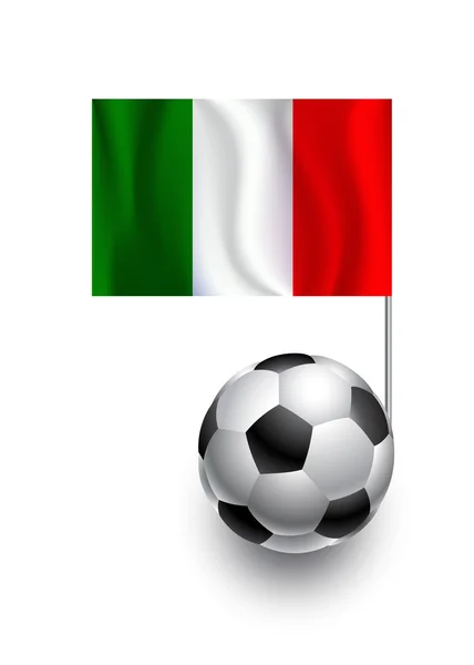 Ilustración de Balones de Fútbol con bandera de Italia — Vector de stock