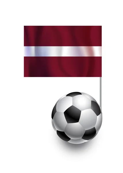 Illustration av fotbollar eller fotbollar med vimpel flagga Lettland land team — Stock vektor