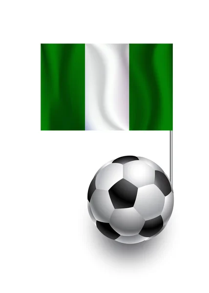 Illustration of Soccer Balls or Footballs with  pennant flag of Nigeria country team — Stock Vector