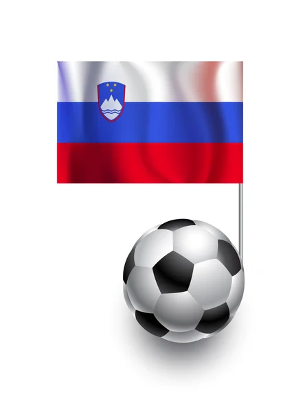 Ілюстрація футбольні м'ячі або футбольні м'ячі з вимпел Прапор Словенії Збірна країни — стоковий вектор