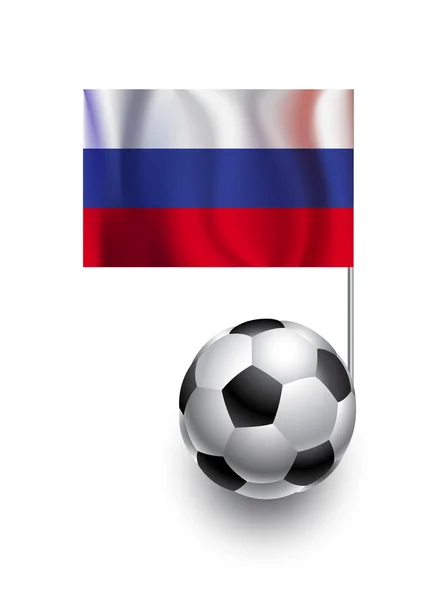 Illustratie van voetballen of voetballen met wimpel vlag van Rusland land team — Stockvector