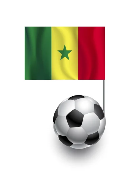 セネガル国チームのペナン トレース フラグとサッカー ボールまたはフットボールのイラスト — ストックベクタ