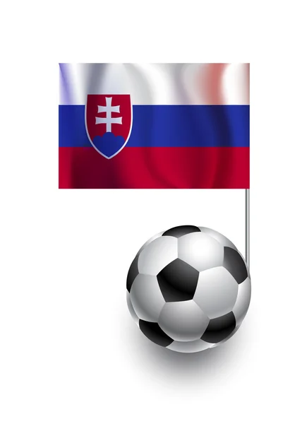 Illustration de ballons de football ou de ballons de football avec drapeau fanion de l'équipe de Slovaquie — Image vectorielle