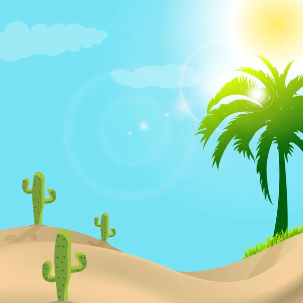 Illustration of desert scene in day light — Stock Vector