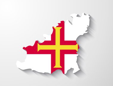 Guernsey ülkenin harita gölge efekti sunumu ile