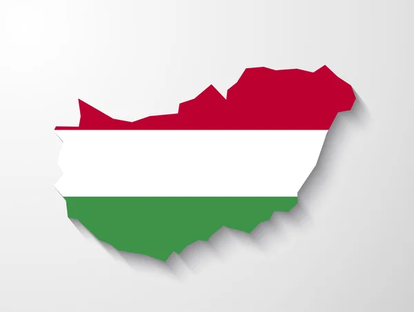 シャドウ効果プレゼンテーションとハンガリーの国の地図 — ストックベクタ