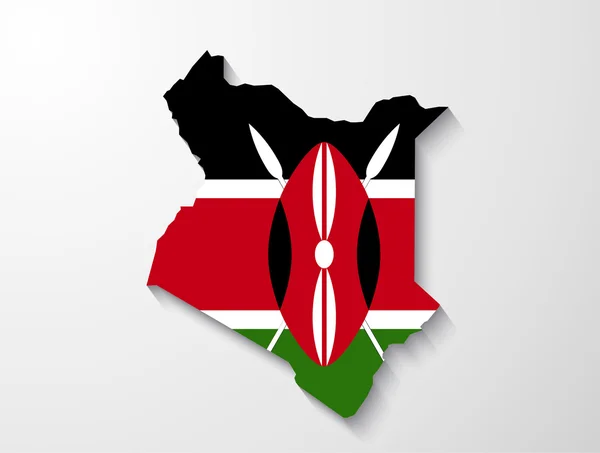 Carte du Kenya avec effet d'ombre — Image vectorielle