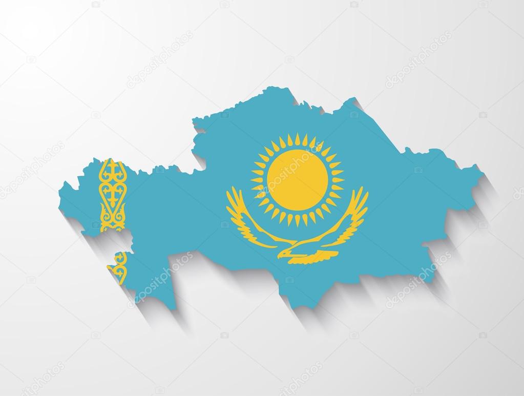 Kazakhstan country map with shadow effect presentation