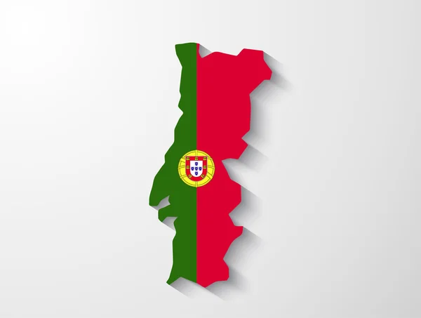 Mapa de Portugal con presentación del efecto sombra — Vector de stock