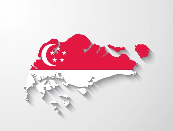 Carte de Singapour avec effet d'ombre présentation — Image vectorielle
