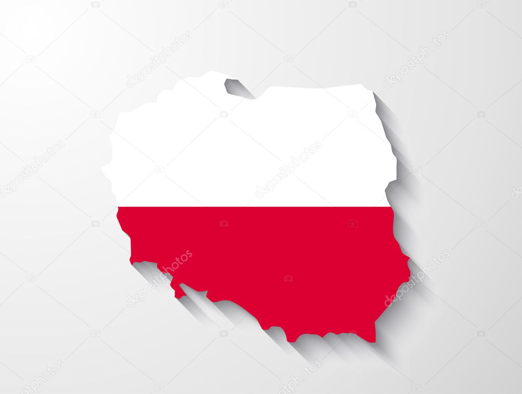 Poland map with shadow effect presentation