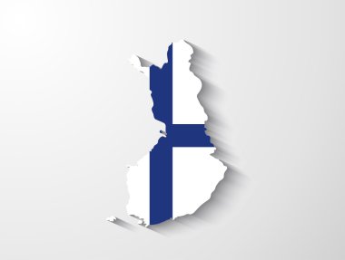 Gölge efektli Finlandiya Haritası