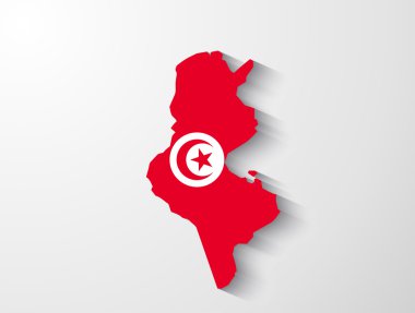 Gölge efektli Tunus Haritası