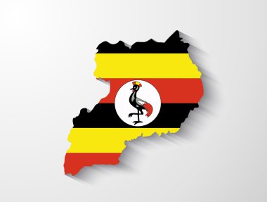 Gölge efektli Uganda Haritası