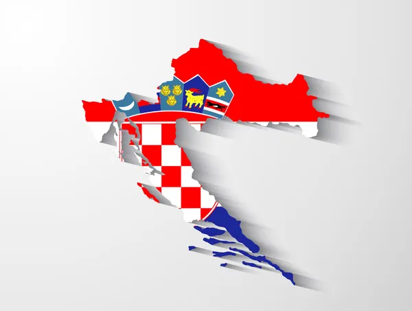 Croacia mapa con efecto sombra — Vector de stock