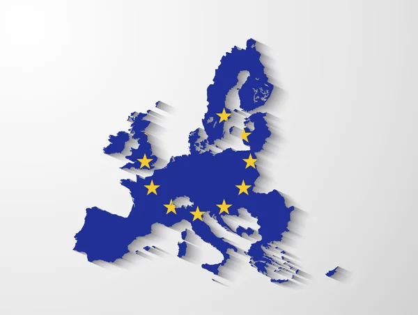 Mapa de la Unión Europea con efecto sombra — Vector de stock